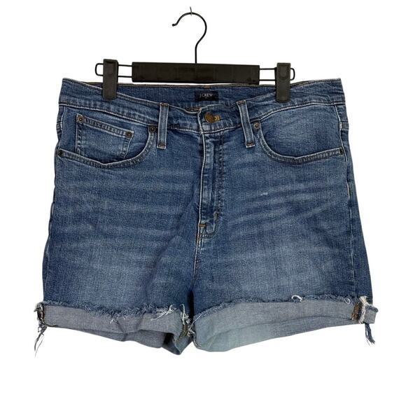 J. Crew High Waisted Cotton Distressed Raw Hem Cut Off Denim Shorts 30 Blue - Picture 10 of 15